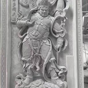 云南 芝麻灰花岗岩人物雕刻——多闻天王