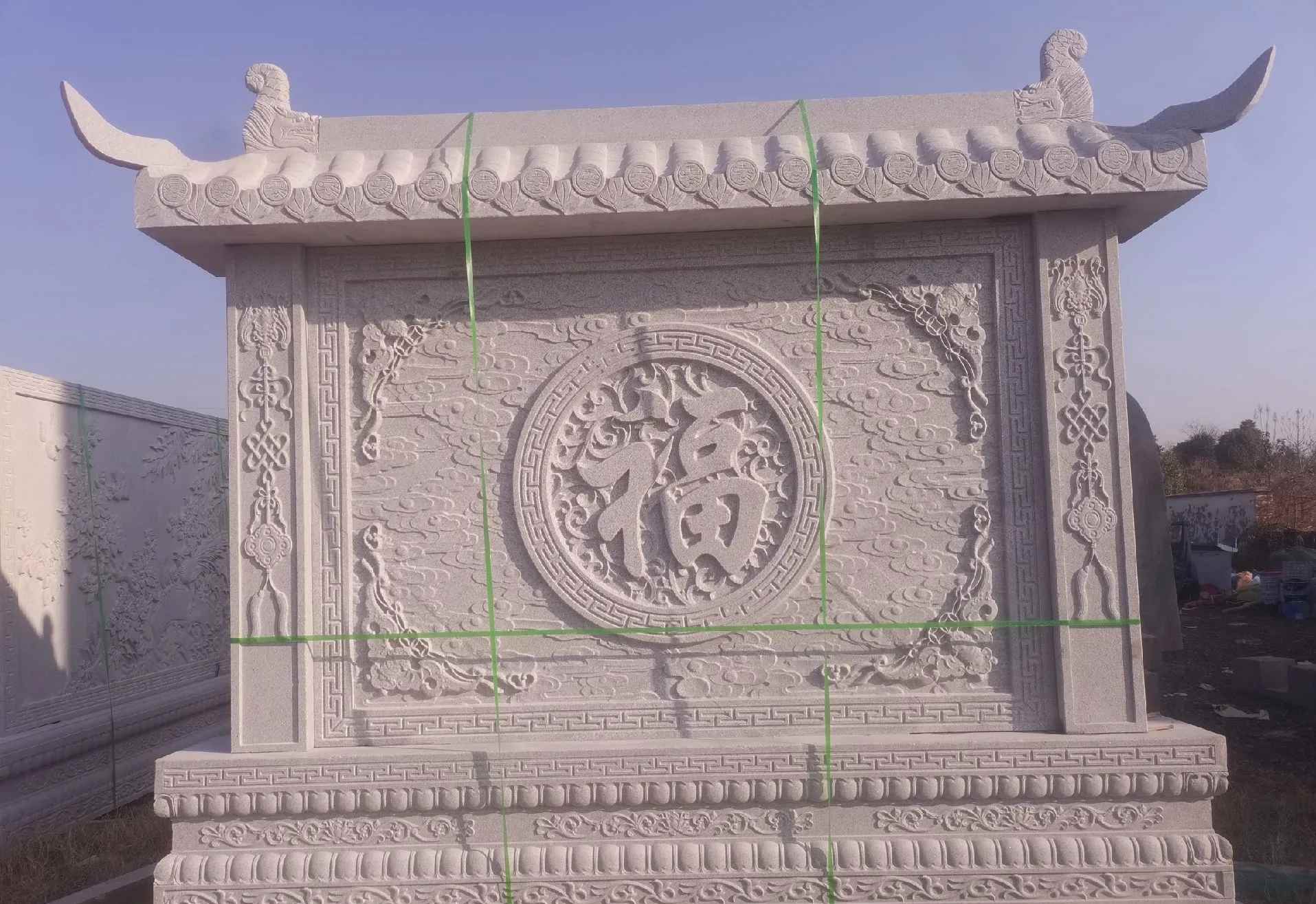 云南 芝麻白花岗岩屏风，照壁，影壁